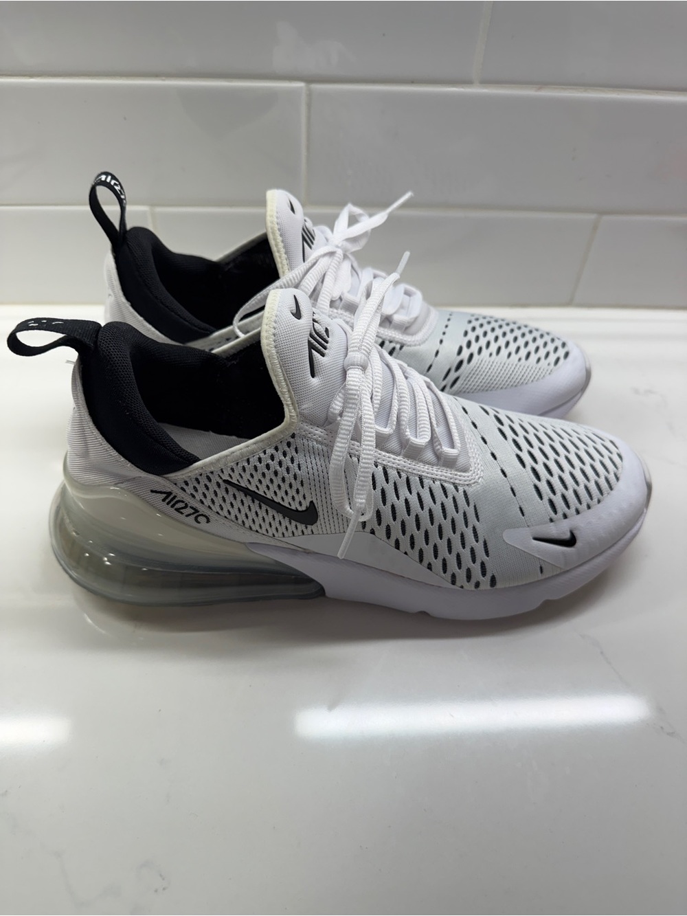 Nike White and Black Air Max 270 Running Shoes